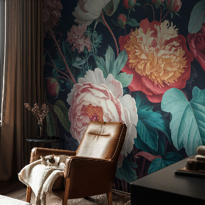 Peel and stick wall mural for kids' room with colorful flower illustrations