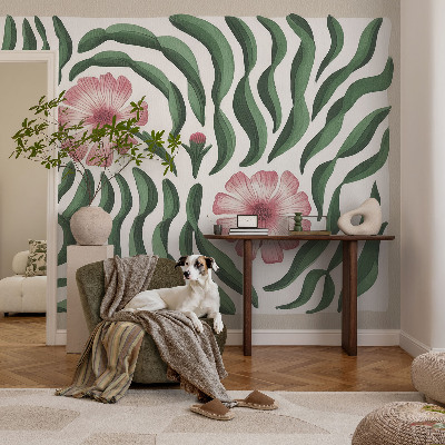 Peel and stick wall mural for bedroom Flowers leaves