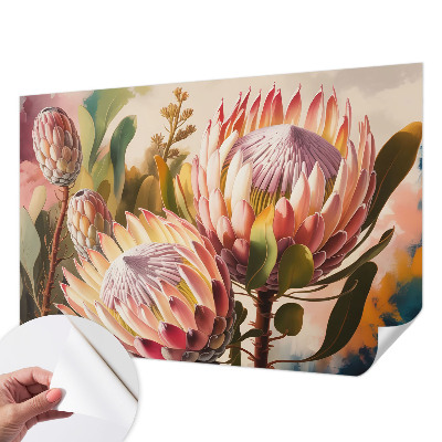3D photo wallpaper mural with protea flower motif