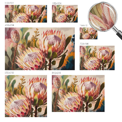 3D photo wallpaper mural with protea flower motif