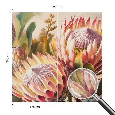 3D photo wallpaper mural with protea flower motif