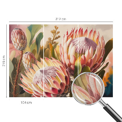 3D photo wallpaper mural with protea flower motif