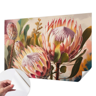 3D photo wallpaper mural with protea flower motif