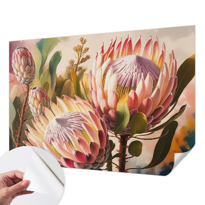 3D photo wallpaper mural with protea flower motif
