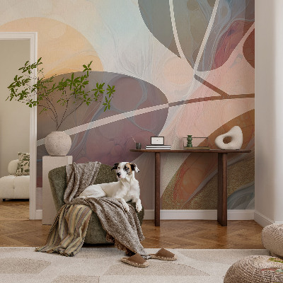 Children's wall mural with a harmonious leaves design