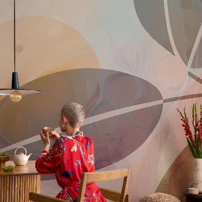 Children's wall mural with a harmonious leaves design
