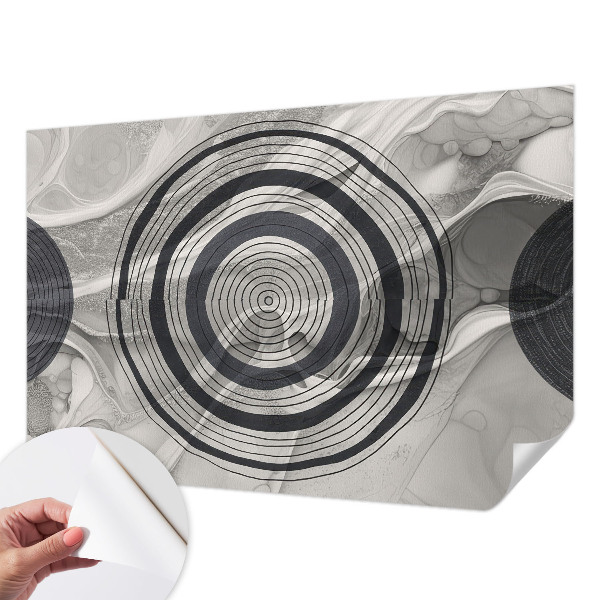 Baby room wall mural with gray circle pattern