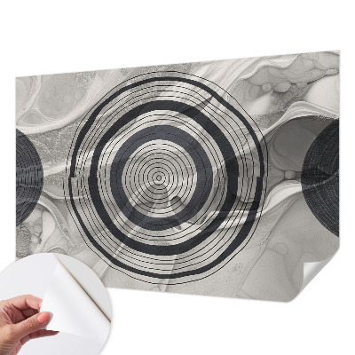 Baby room wall mural with gray circle pattern