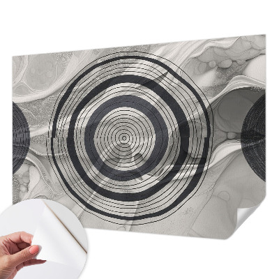 Baby room wall mural with gray circle pattern