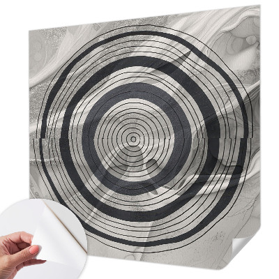 Baby room wall mural with gray circle pattern