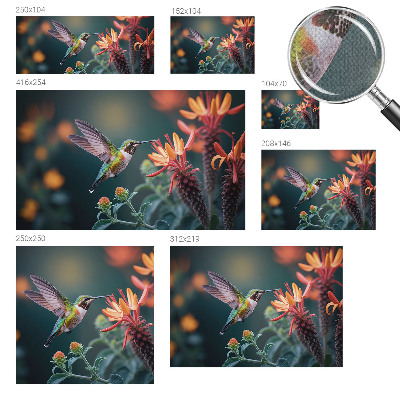 Peel and stick wall mural with a hummingbird and floral motif