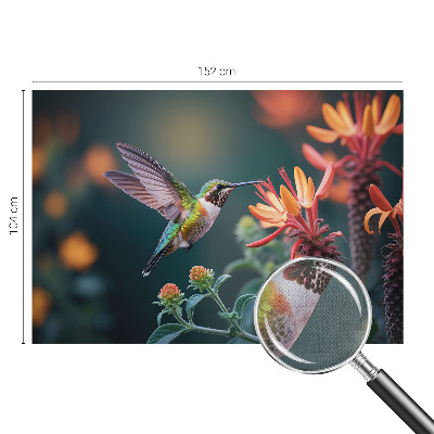 Peel and stick wall mural with a hummingbird and floral motif