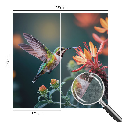 Peel and stick wall mural with a hummingbird and floral motif
