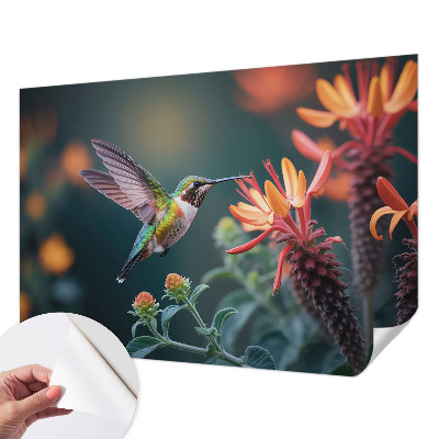 Peel and stick wall mural Hummingbird flowers