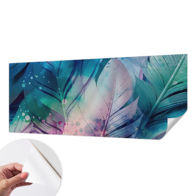 Self-adhesive photo wallpaper with a colorful feather pattern