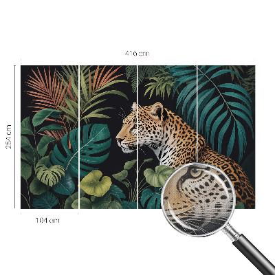 Self-adhesive wall mural with an exotic leopard design