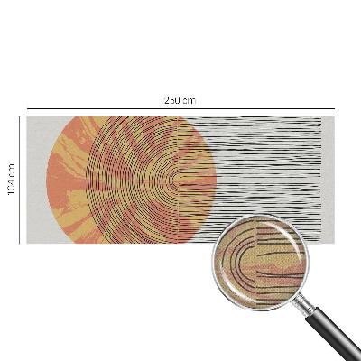 Stick-on wall mural with a circular motif and linear accents