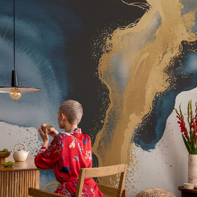 Removable wall mural with a colorful abstract design
