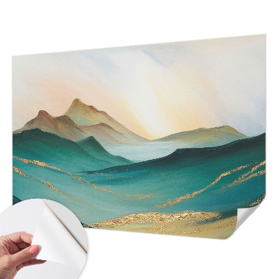 Removable wall mural wallpaper featuring a peaceful landscape motif