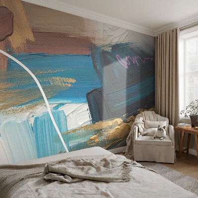 Peel and stick wall mural for bedroom with an abstract pattern