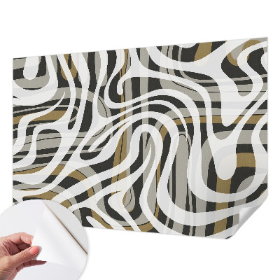 Peel and stick wall mural for living room with an abstract lines design