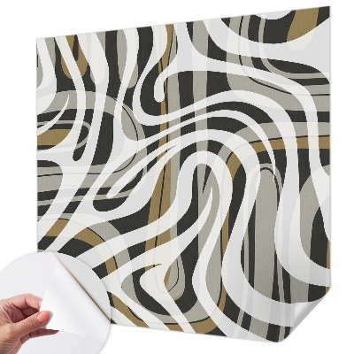 Peel and stick wall mural for living room with an abstract lines design