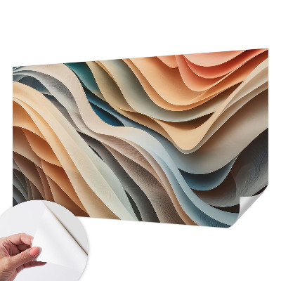 Peel and stick wall mural for kids' room with wavy forms design