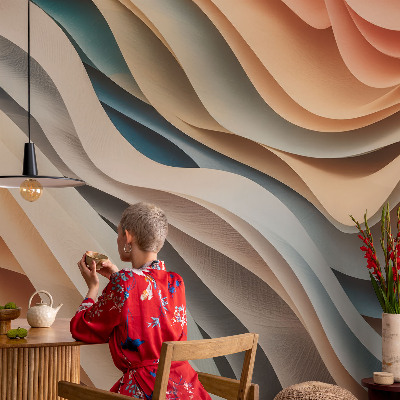 Peel and stick wall mural for kids' room Wavy forms