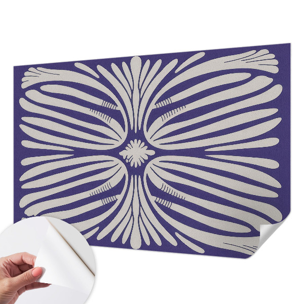 Nursery wall mural with a symmetrical floral pattern