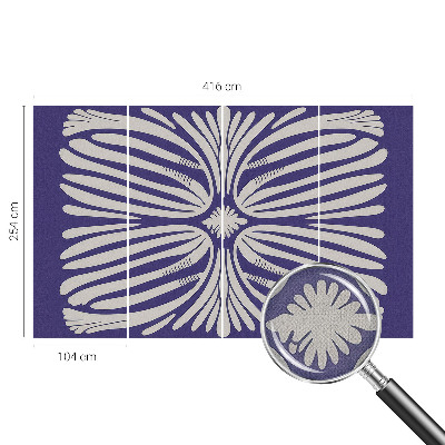 Nursery wall mural with a symmetrical floral pattern