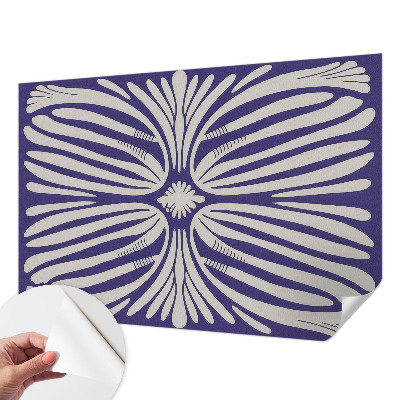 Nursery wall mural with a symmetrical floral pattern