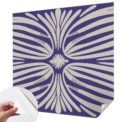 Nursery wall mural with a symmetrical floral pattern