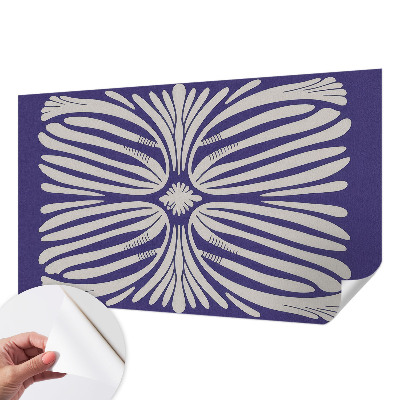 Nursery wall mural with a symmetrical floral pattern