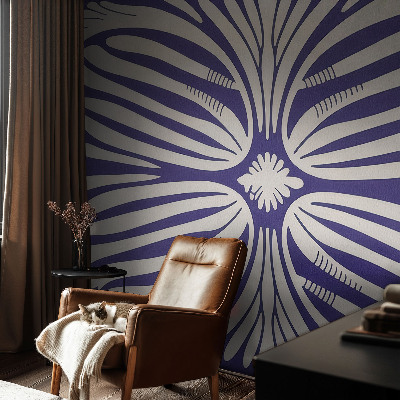 Nursery wall mural with a symmetrical floral pattern