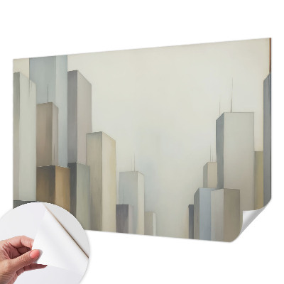 3D wall mural with a city skyscraper design