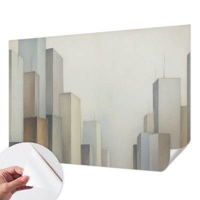 3D wall mural with a city skyscraper design
