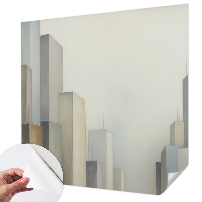 3D wall mural with a city skyscraper design