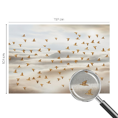 Baby room wall mural with birds in flight motif