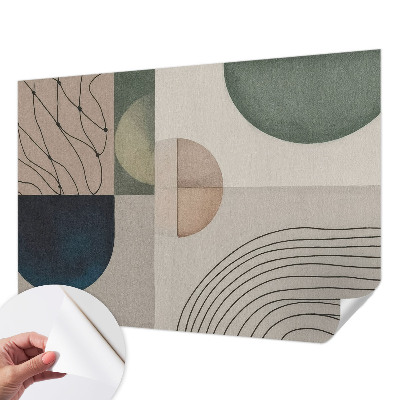Peel and stick wall mural with a geometric forms design