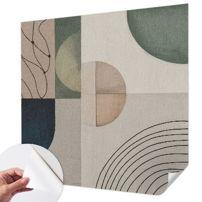 Peel and stick wall mural with a geometric forms design