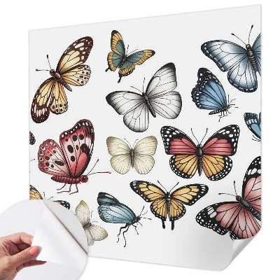 Self-adhesive wall mural with a paradise butterflies motif