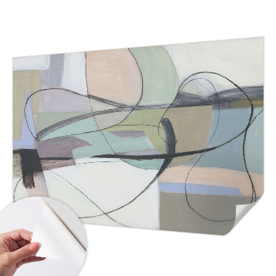 Self-adhesive photo wallpaper with a pastel lines pattern