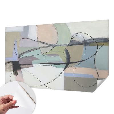 Self-adhesive photo wallpaper with a pastel lines pattern