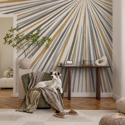 Stick-on wall mural with a geometric fan pattern