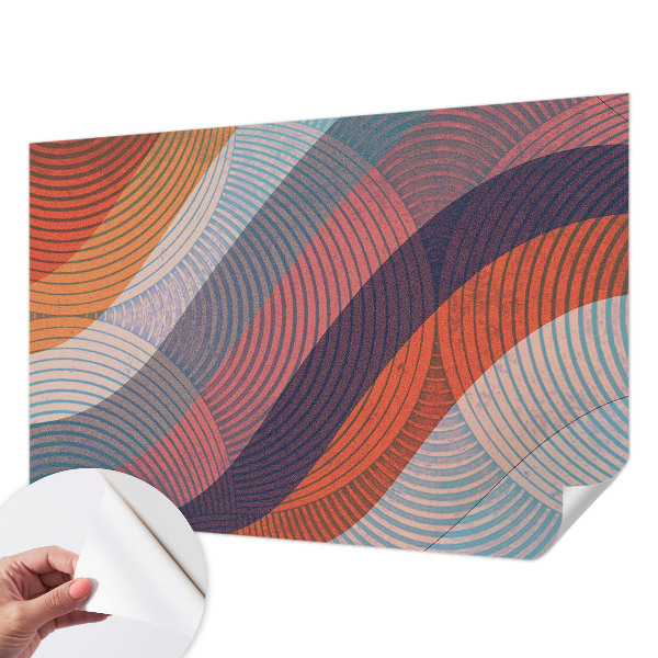 Removable wall mural wallpaper with a colorful waves design