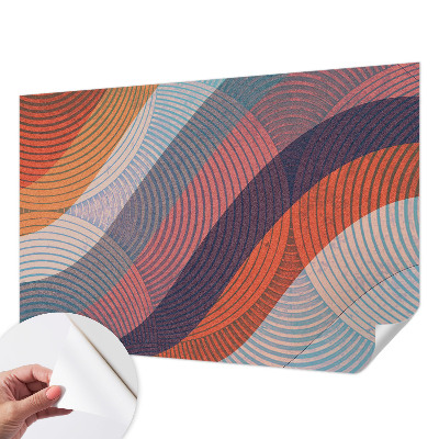 Removable wall mural wallpaper with a colorful waves design