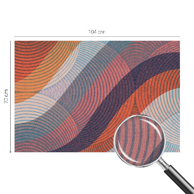 Removable wall mural wallpaper with a colorful waves design