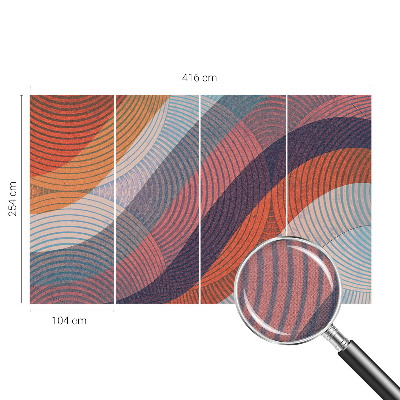 Removable wall mural wallpaper with a colorful waves design