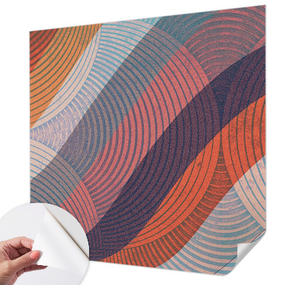Removable wall mural wallpaper with a colorful waves design