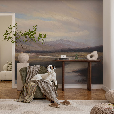 Removable wall mural featuring a natural, peaceful landscape